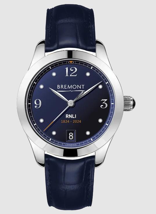 Replica Bremont Watch SOLO-34 RNLI Blue Dial Leather Strap